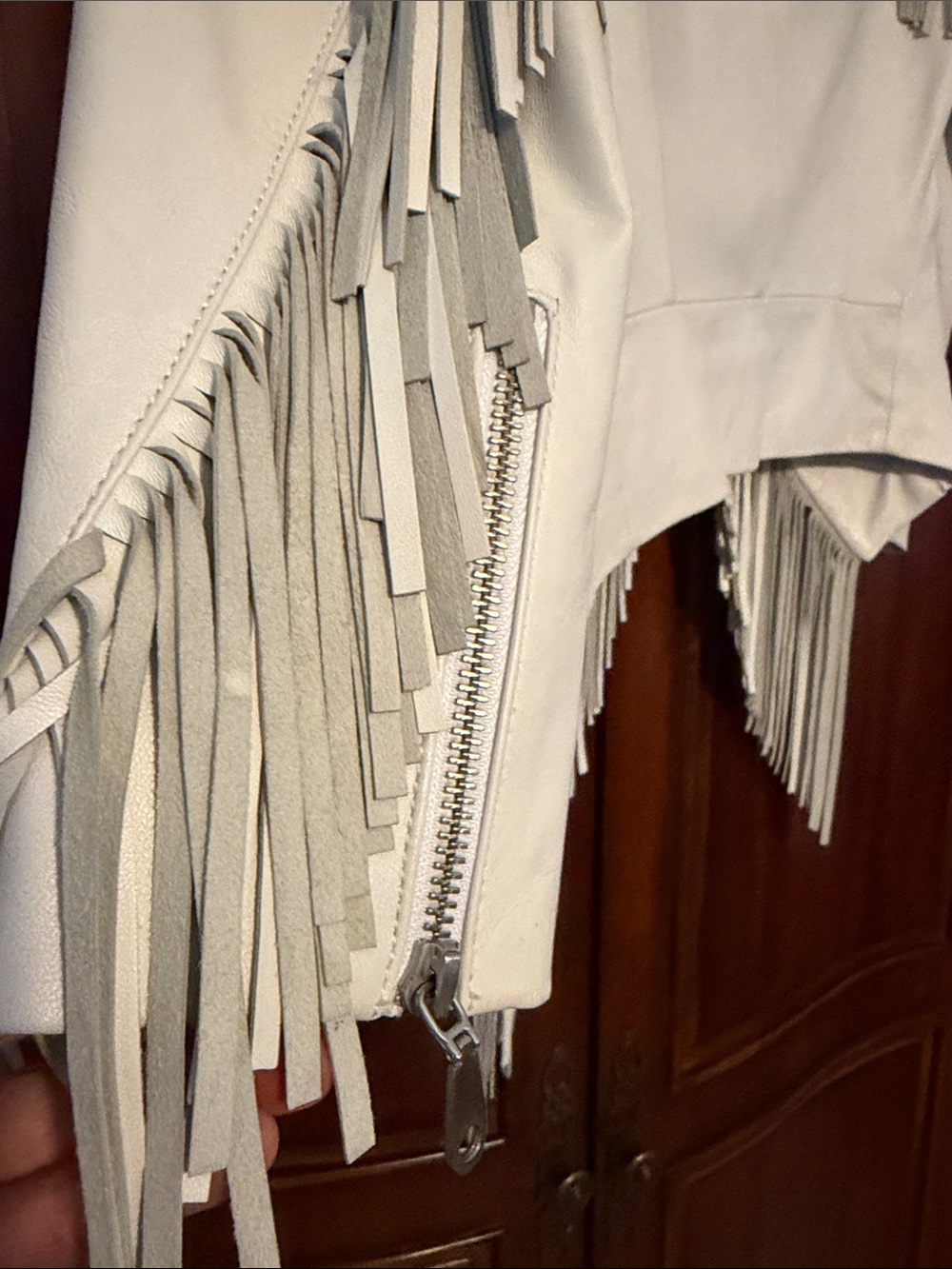 Rebecca Minkoff WHITE Fringe Leather Jacket - Picture 4 of 9